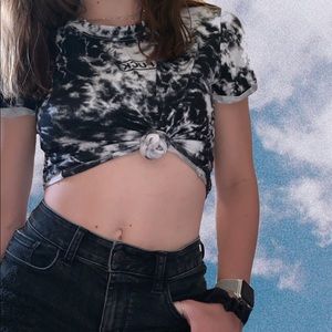 Black & White Tie Dye LA Hearts “kcuf” Tee